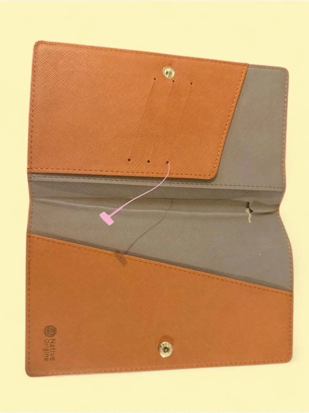 Embossed Leather Passport Holder Wallet - Tan